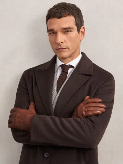 Reiss Cognac Gloves In Brown