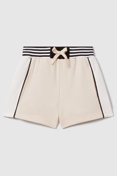 Reiss Colette - Ivory Teen Cotton Blend Elasticated Waist Shorts, In White