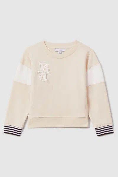 Reiss Colette - Ivory Teen Cotton Blend Logo Sweatshirt, Uk 13-14 Yrs