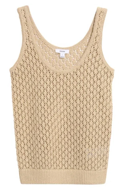 Reiss Colette Pointelle Knit Linen Tank In Brown