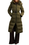 Reiss Colette Quilted Longline Puffer Jacket In Green