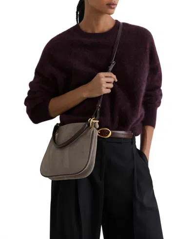 Reiss Colette Suede Crossbody Bag In Taupe