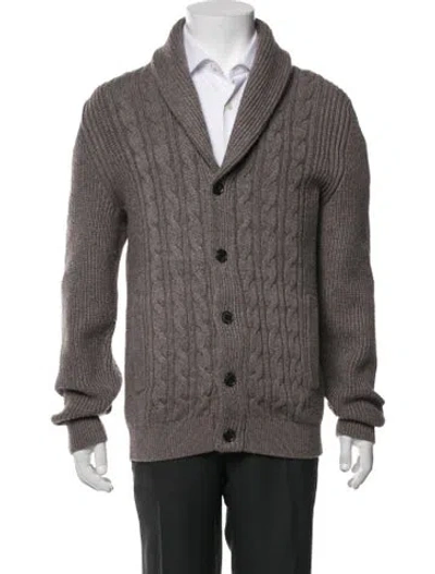 Pre-owned Reiss Collar Long Sleeve Cardigan In Grey