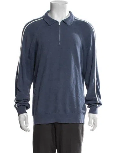 Pre-owned Reiss Collar Long Sleeve Polo Sweater In Blue