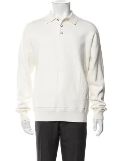 Pre-owned Reiss Collar Long Sleeve Polo Sweater In Neutrals/white