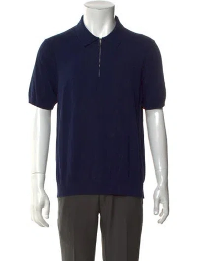 Pre-owned Reiss Collar Short Sleeve Polo Sweater In Blue
