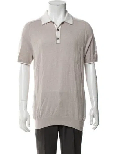 Pre-owned Reiss Collar Short Sleeve Polo Sweater In Neutrals