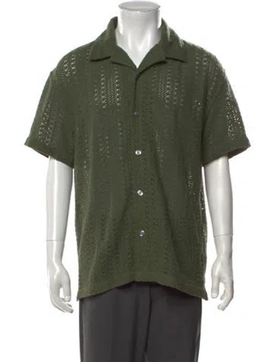 Pre-owned Reiss Collar Short Sleeve Pullover In Green