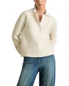 Reiss Cream Wool-cotton Blend Open-placket Shirt In Cream