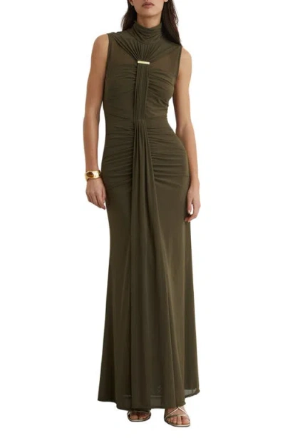 Reiss Collette Ruched Maxi Dress In Green