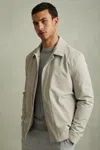 Reiss Stone Cologne Elasticated Hem Harrington Jacket In Stone
