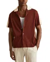 Reiss Castro-ss Cuban Button Th In Burgundy