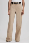 Reiss Light Camel Petite Garment Dyed Wide Leg Trousers