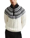 Reiss Colorado Fair Isle Cable Sticth Quarter Zip Sweater In Multi