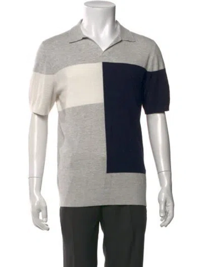 Pre-owned Reiss Colorblock Pattern Collar Polo Sweater In Black