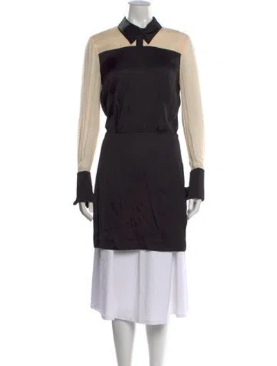 Pre-owned Reiss Colorblock Pattern Knee-length Dress In Black