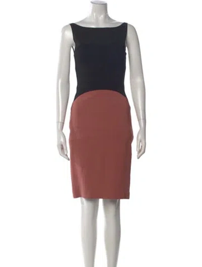 Pre-owned Reiss Colorblock Pattern Knee-length Dress In Brown
