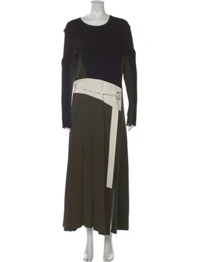 Pre-owned Reiss Colorblock Pattern Long Dress In Green