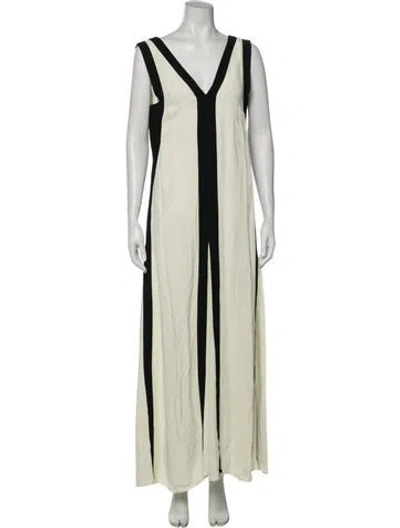 Pre-owned Reiss Colorblock Pattern Long Dress In Multi