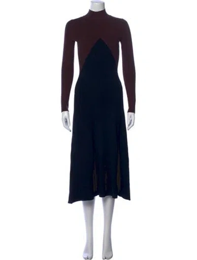 Pre-owned Reiss Colorblock Pattern Midi Length Dress In Black