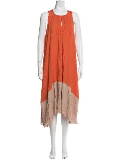 Pre-owned Reiss Colorblock Pattern Midi Length Dress In Orange