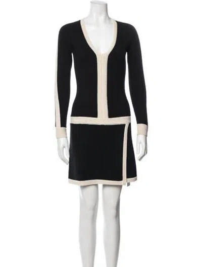 Pre-owned Reiss Colorblock Pattern Mini Dress In Black