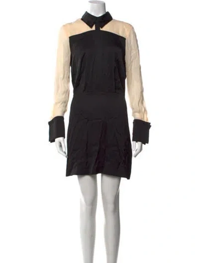 Pre-owned Reiss Colorblock Pattern Mini Dress In Black