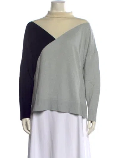 Pre-owned Reiss Colorblock Pattern Mock Neck Sweater In Blue