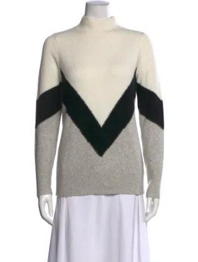 Pre-owned Reiss Colorblock Pattern Mock Neck Sweater W/ Tags In Neutral