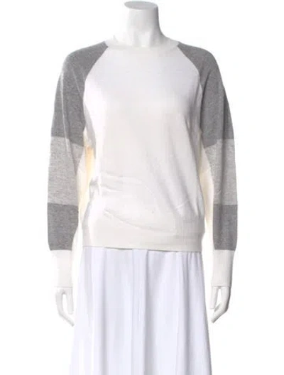 Pre-owned Reiss Colorblock Pattern Scoop Neck Sweater In White