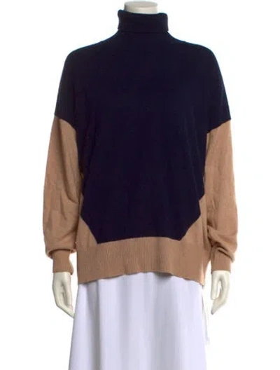 Pre-owned Reiss Colorblock Pattern Turtleneck Sweater In Blue
