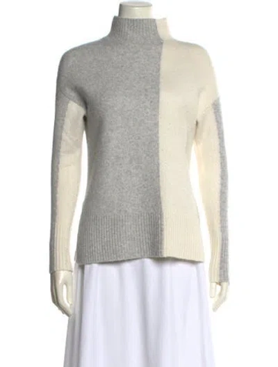 Pre-owned Reiss Colorblock Pattern Turtleneck Sweater In Gray