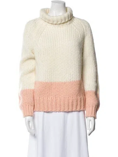 Pre-owned Reiss Colorblock Pattern Turtleneck Sweater In Neutral
