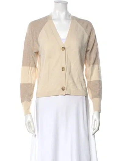 Pre-owned Reiss Colorblock Pattern V-neck Sweater In Neutral