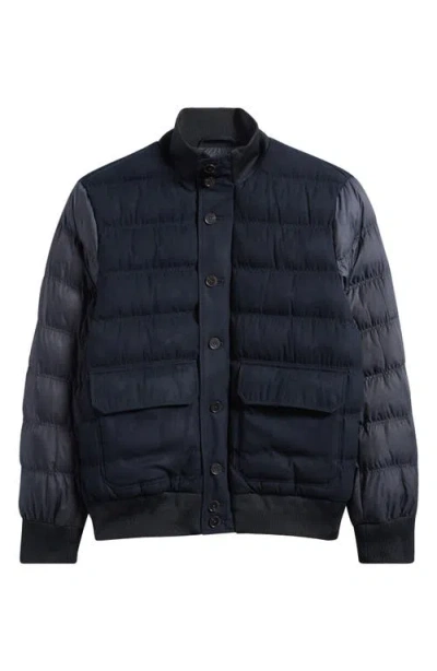 Reiss Colorblock Quilted Bomber Jacket In Navy