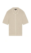 Reiss Comet Knit Button Down Shirt In Neutral