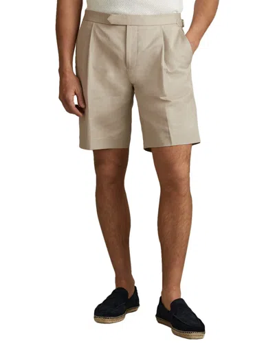 Reiss Con Linen Formal Side Short In Brown