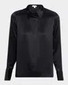 Reiss Concealed-placket Silk-satin Shirt In Multi