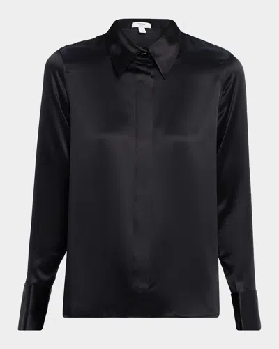 Reiss Concealed-placket Silk-satin Shirt In Multi
