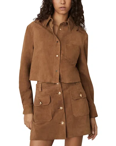 Reiss Connie Suede Shirt In Tan