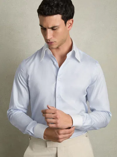Reiss Contrast S Blue Regular-fit Cotton Pin-collar Shirt