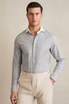 Reiss Contrast Stripe Grey Cotton-lyocell Stripe Shirt