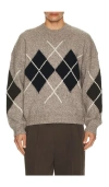 Reiss Cooke Relaxed Fit Crewneck Argyle Sweater In Gray