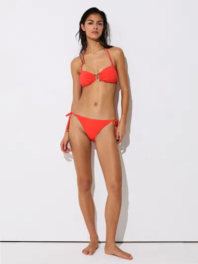Reiss Coral Orange Bandeau Halterneck Bikini Top In Black