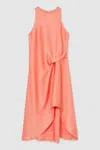 Reiss Coral 13-14 Yrs Satin Drape Tuck Midi Dress