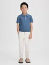 Reiss Cornflower Blue 9-13 Yrs Textured Modal Blend Polo Shirt