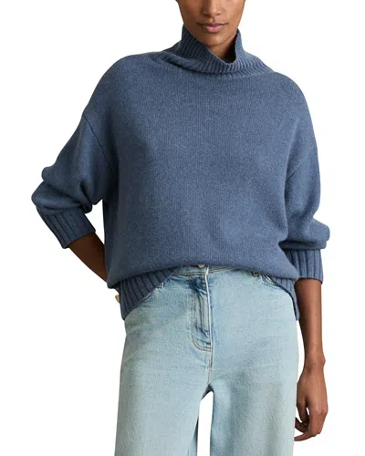 Reiss Corrine Cashmere Blend Roll Neck Sweater In Blue