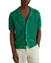 Reiss Bright Green Corsica Crochet Cuban Collar Shirt In Bright Green