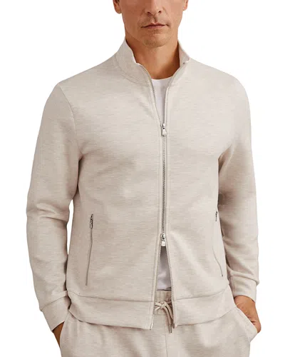 REISS CORTONA LONG SLEEVED DOUBLE FACED JERSEY ZIP THROUGH FUNNEL NECK JACKET