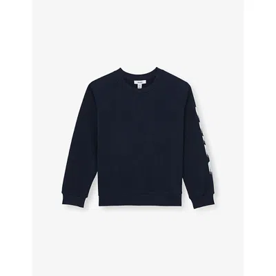 Reiss Kids' Navy Cory Logo-print Cotton-jersey Sweatshirt 9-13 In Blue